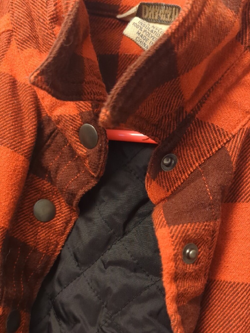 Men's Orange & Brown Plaid Field Jacket Duluth Flannel And Quilted Duck Line- M - Picture 15 of 16